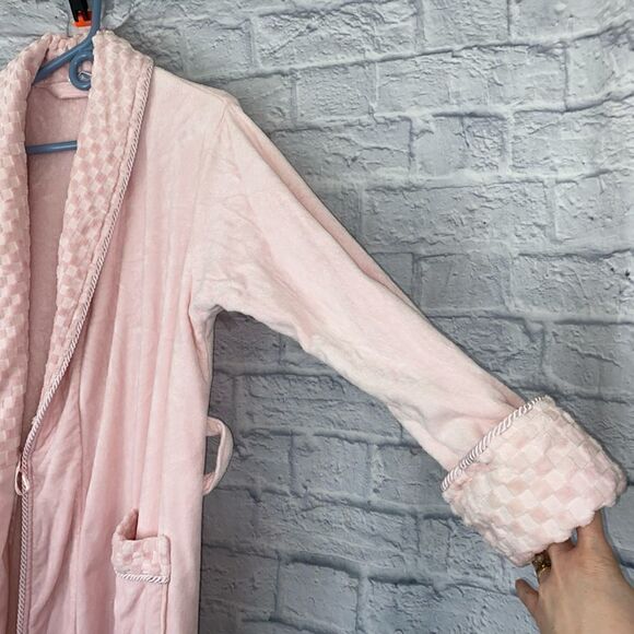 Cabernet cotton blend terry bathrobe w/satin lining & pockets Med - Picture 6 of 13